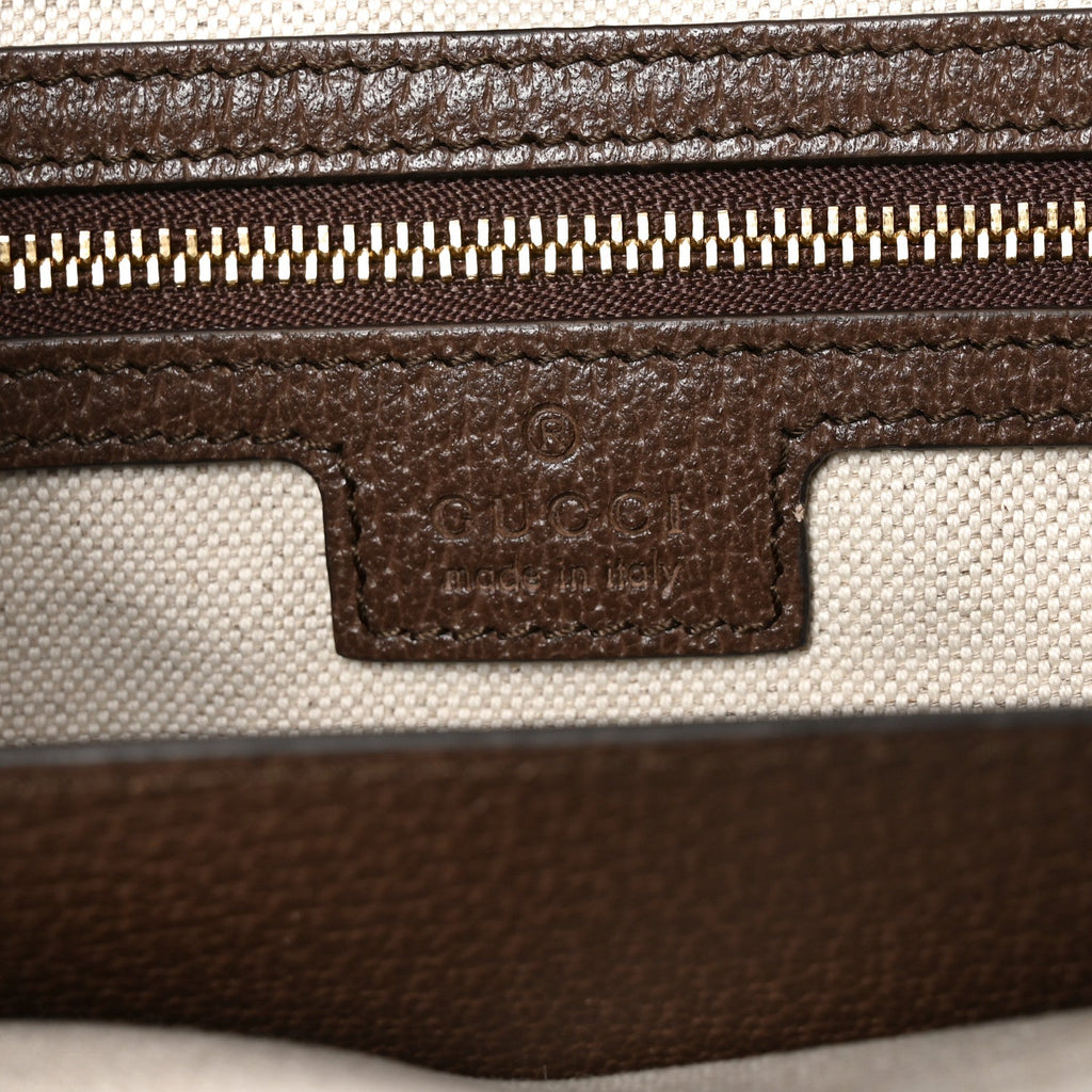 Monogram Jumbo GG Textured Dollar Calfskin Web Medium Ophidia Shopping Tote Camel Ebony