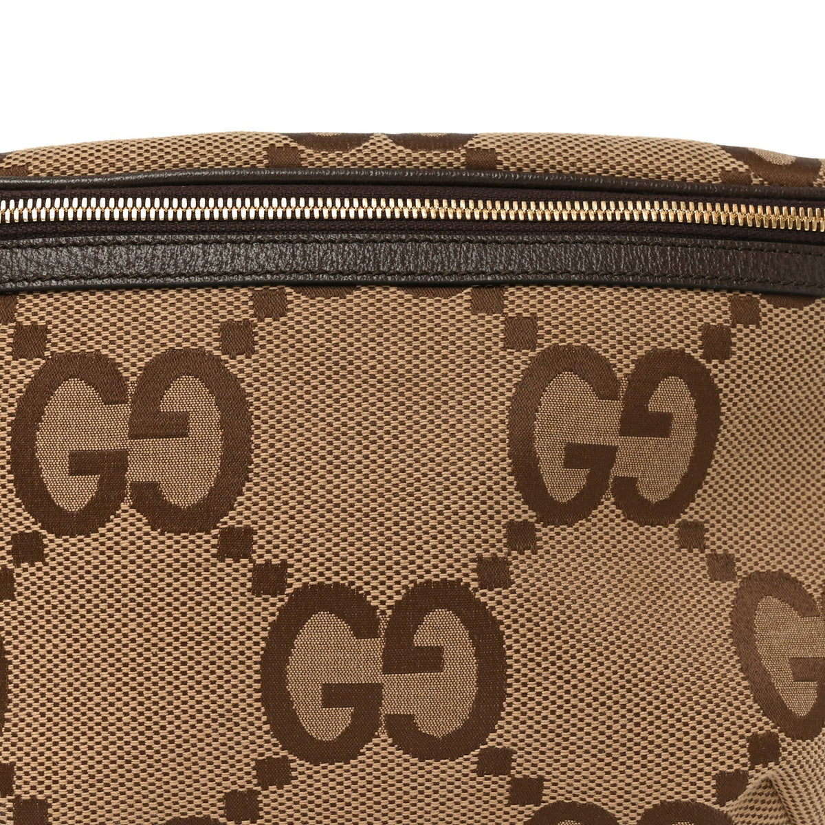 Monogram Jumbo GG Textured Dollar Calfskin Web Belt Bag Camel Ebony New Acero