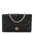 Calfskin GG Matelasse Chain Wallet Black