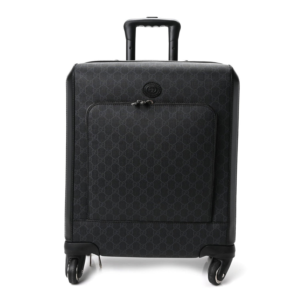 GG Supreme Monogram Azalea Calfskin Retro Interlocking G Small Savoy Cabin Trolley Black