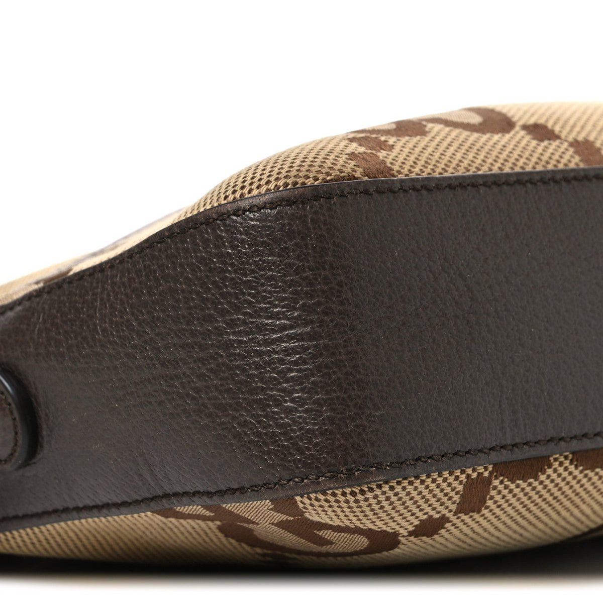 Monogram Jumbo GG Textured Dollar Calfskin Web Messenger Shoulder Bag Camel Ebony New Acero