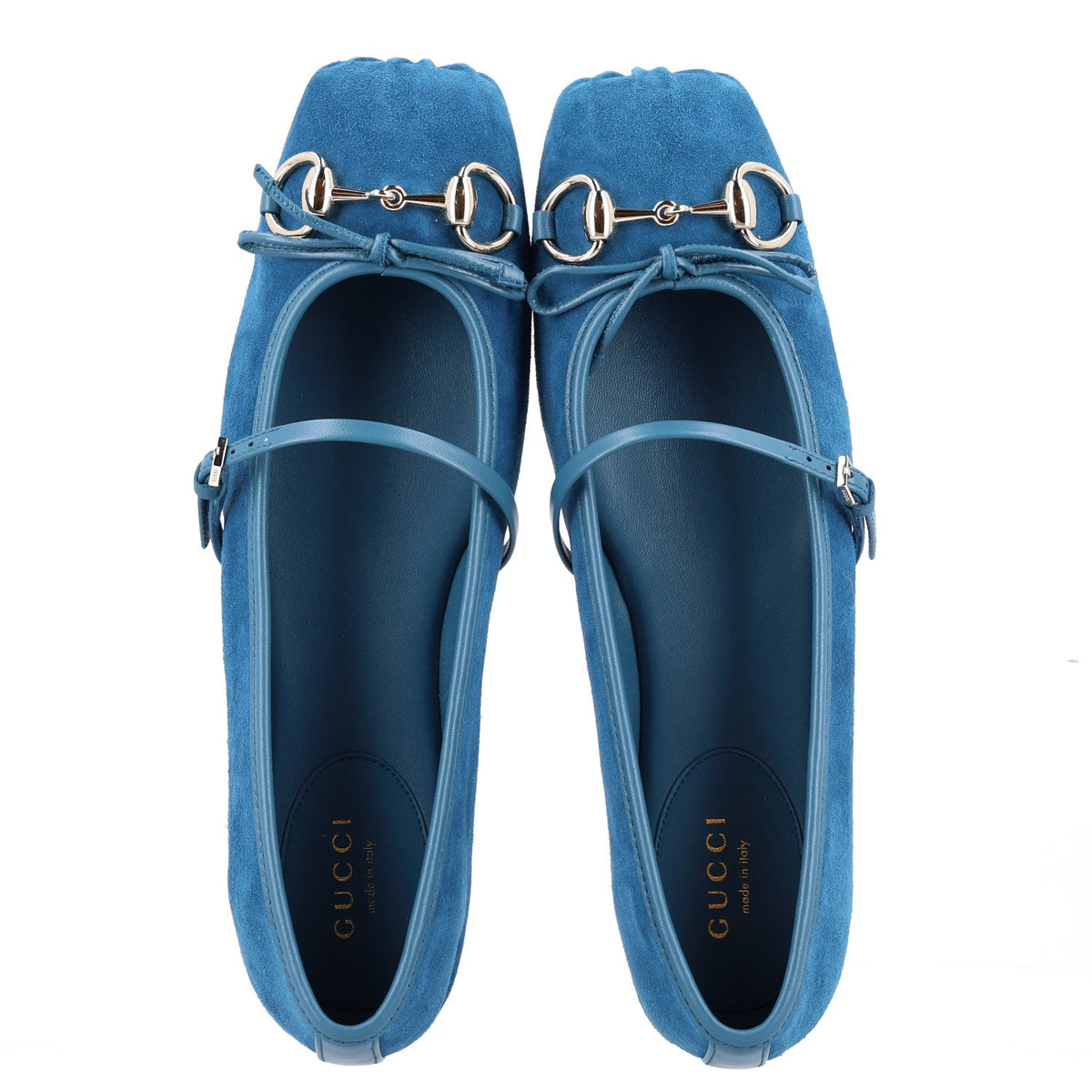 Kid Scamosciato Nappa Camargue Horsebit Ballet Flats 37 Deep Acqua