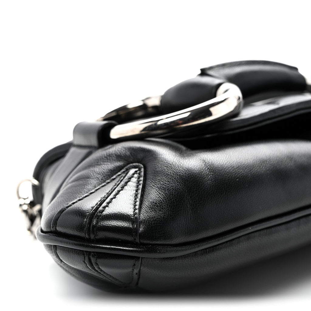 Nappa Vertical Matelasse Medium Maxi Horsebit Chain Shoulder Bag Black