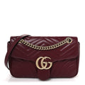 Calfskin Matelasse Medium GG Marmont Shoulder Bag Rosso Ancora Red