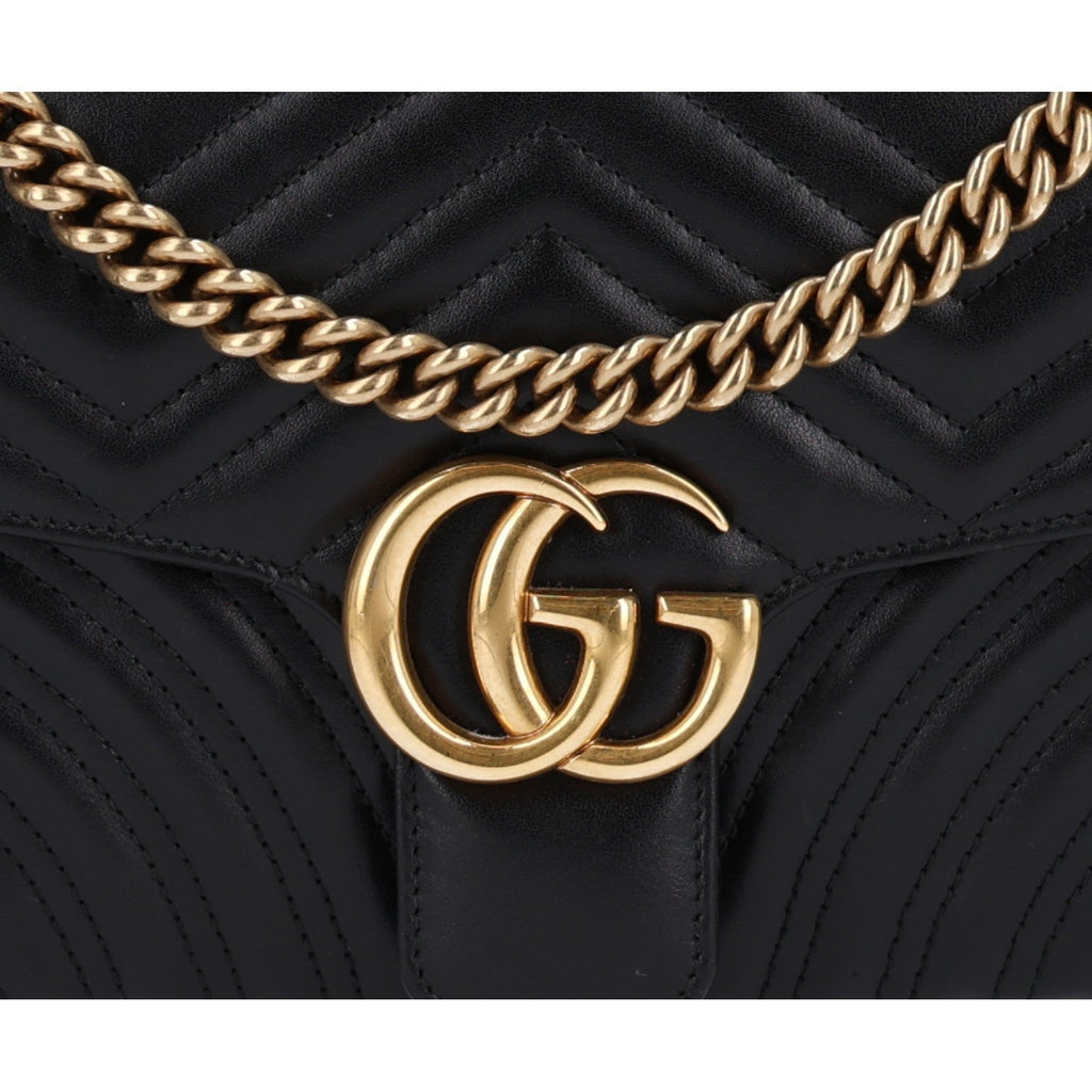 Calfskin Matelasse Small GG Marmont Shoulder Bag Black