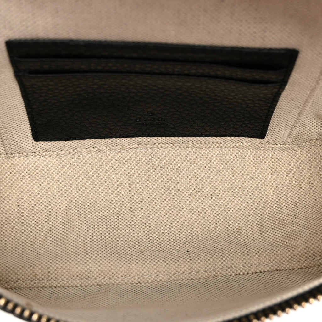 GG Calfskin Embossed Emblem Super MIni Crossbody Bag Black