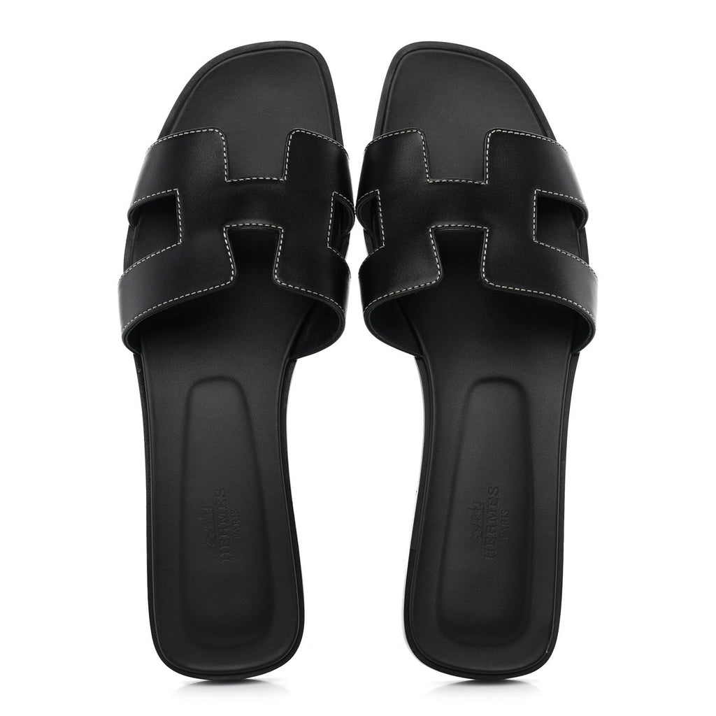 Box Calfskin Oran Sandals 41 Black