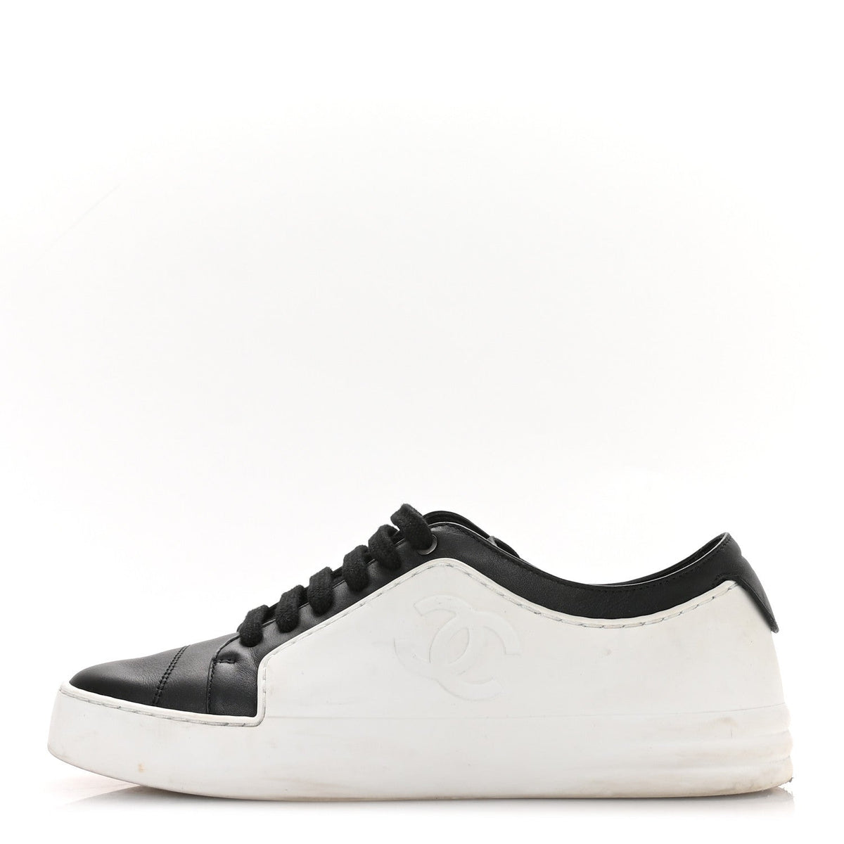 Calfskin Womens CC Sneakers 36 Black White
