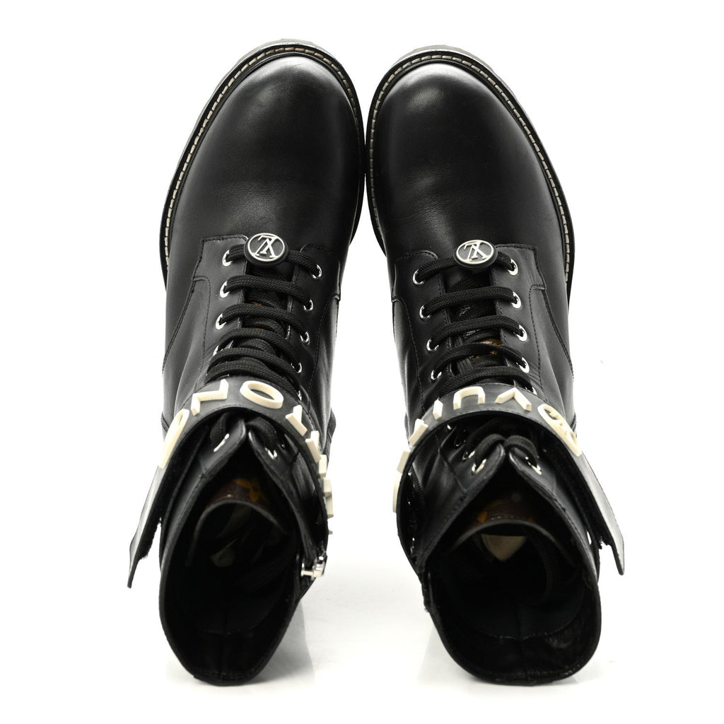 Calfskin Territory Flat Ranger Boots 38 Black