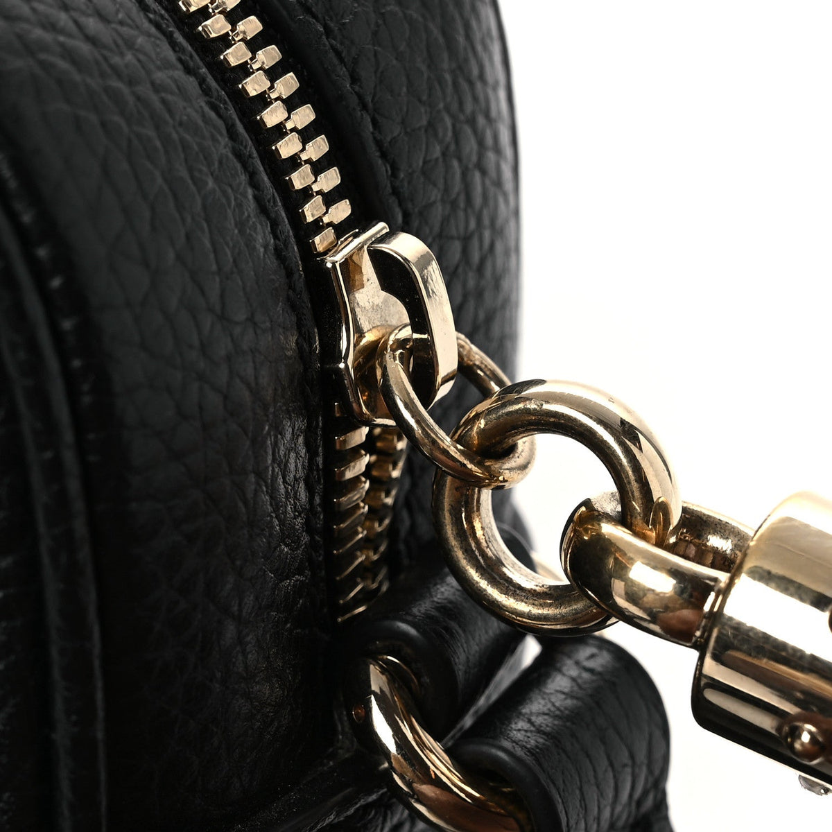 Pebbled Calfskin Small Soho Disco Bag Black