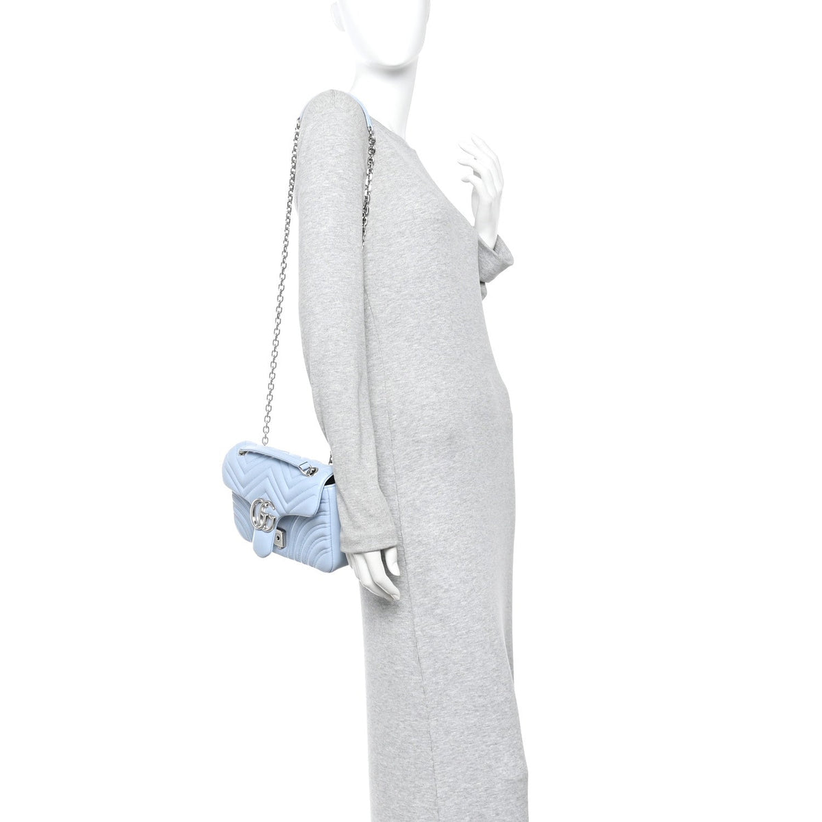 Lambskin Matelasse Medium GG Marmont Shoulder Bag Light Blue