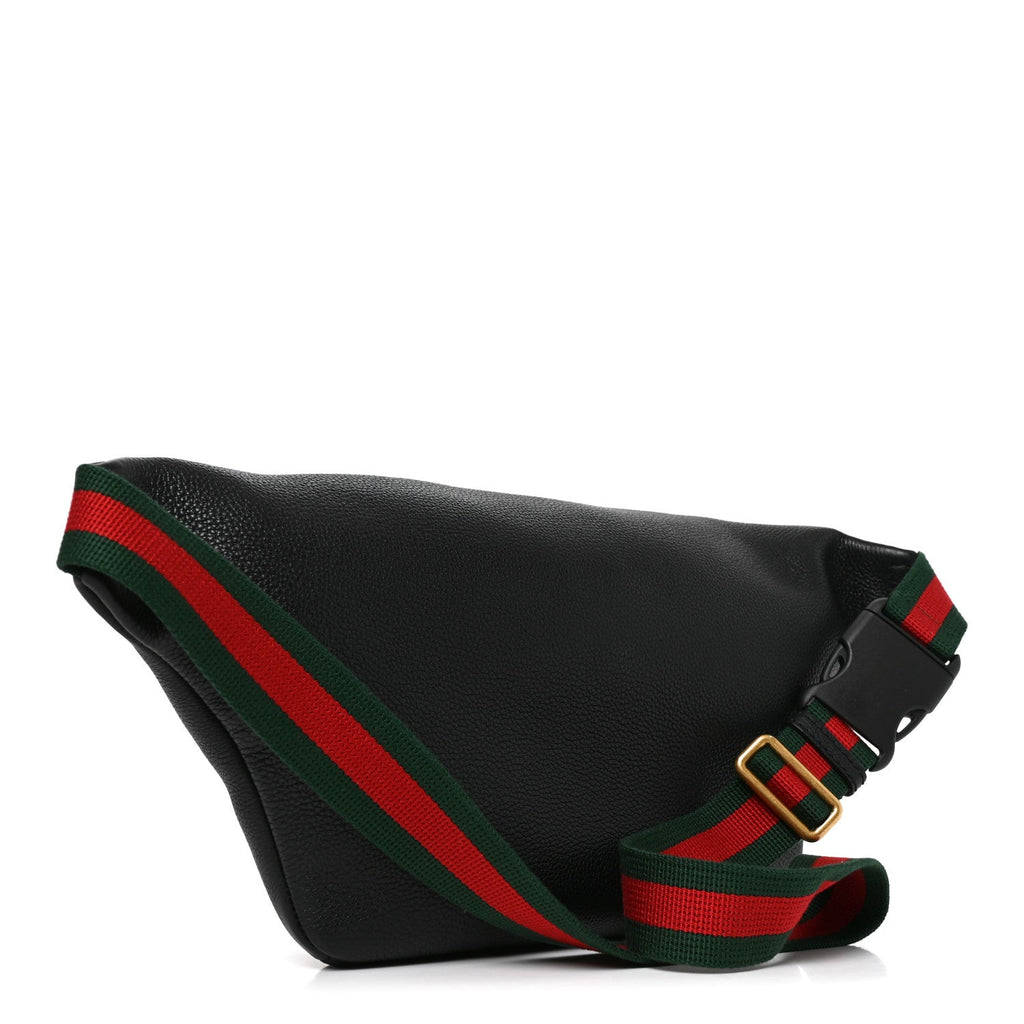 Grained Calfskin Logo Belt Bag Black