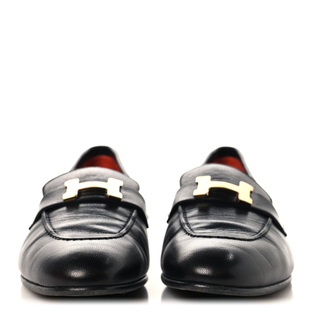 Goatskin Womens Paris Loafers 38.5 Black