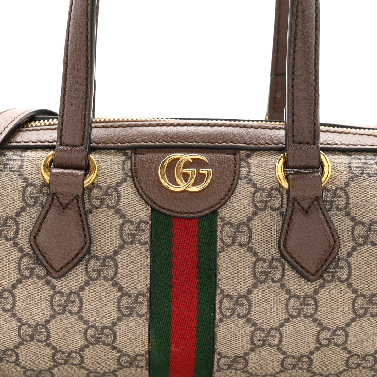 GG Supreme Monogram Web Small Ophidia Boston Bag Beige New Acero