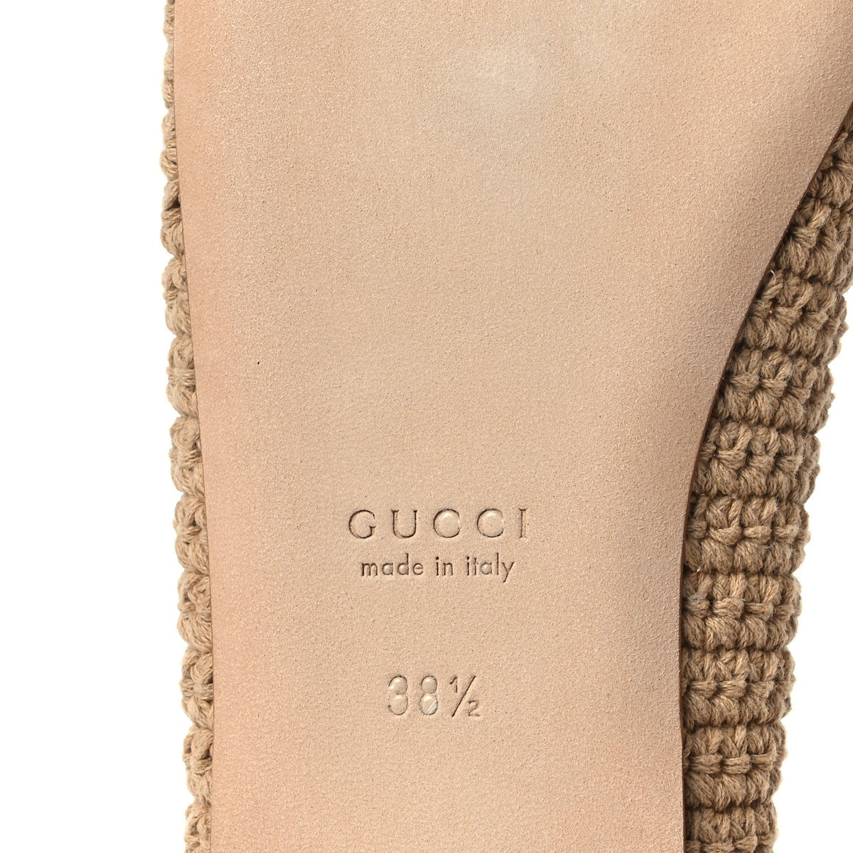 Cotton Crochet Nappa Camargue GG Ballerina Flats 38.5 Ecru Sand Storm