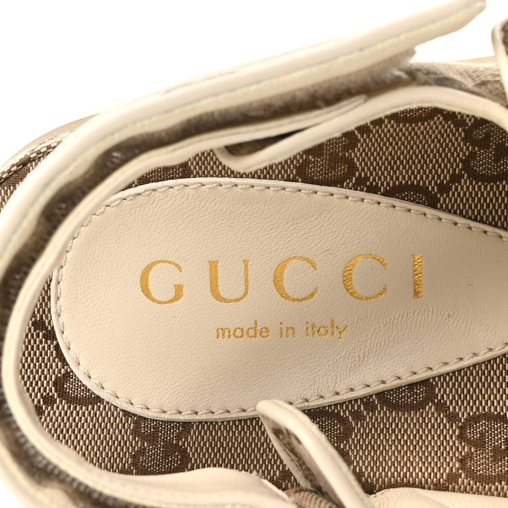 Monogram Kid Scamosciato Double G Womens Dad Sandals 37 Beige Ebony New Acero