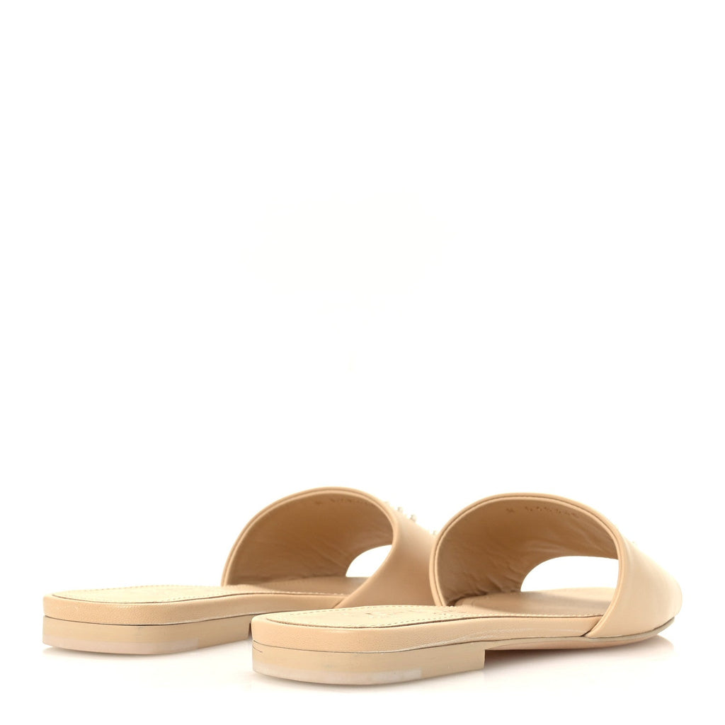 Lambskin Pearl CC Sandals 36 Beige