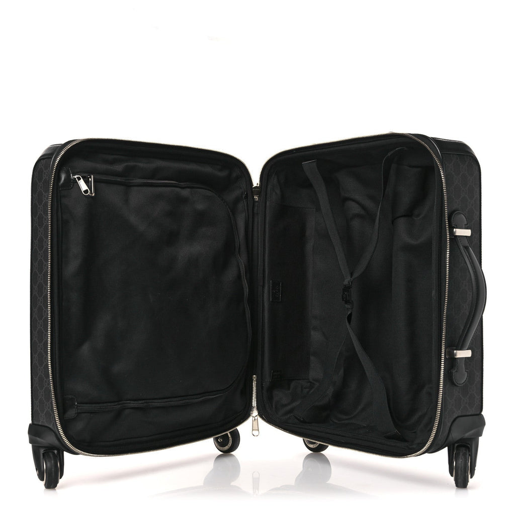GG Supreme Monogram Four Wheel Suitcase Black Grey