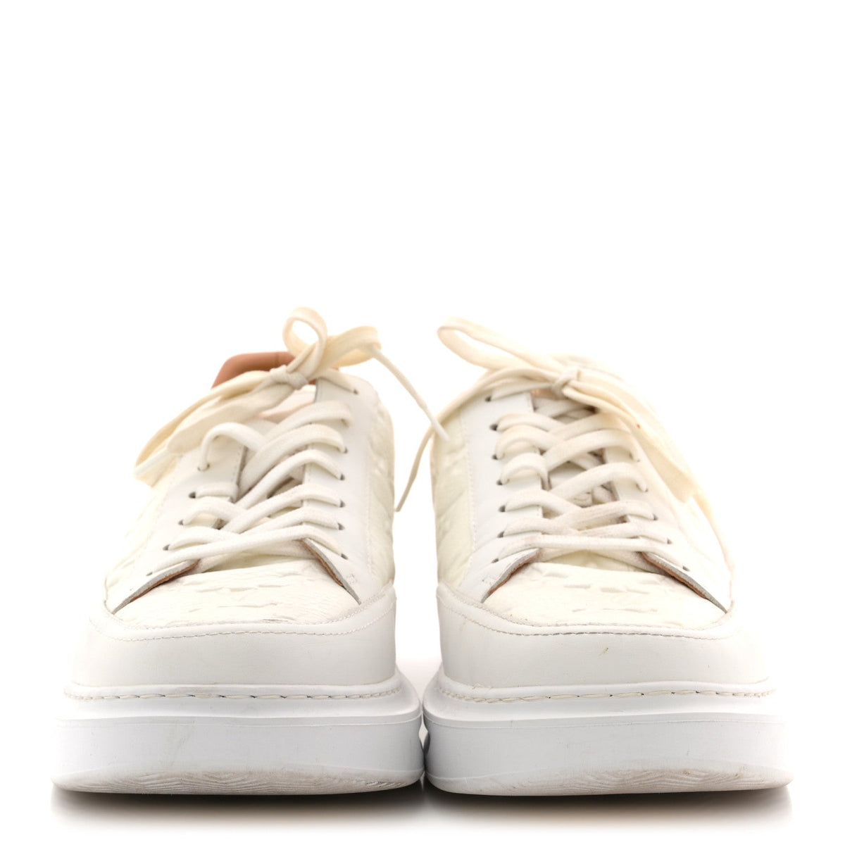 Grained Calfskin Embossed Monogram Mens Beverly Hills Sneakers 8.5 White
