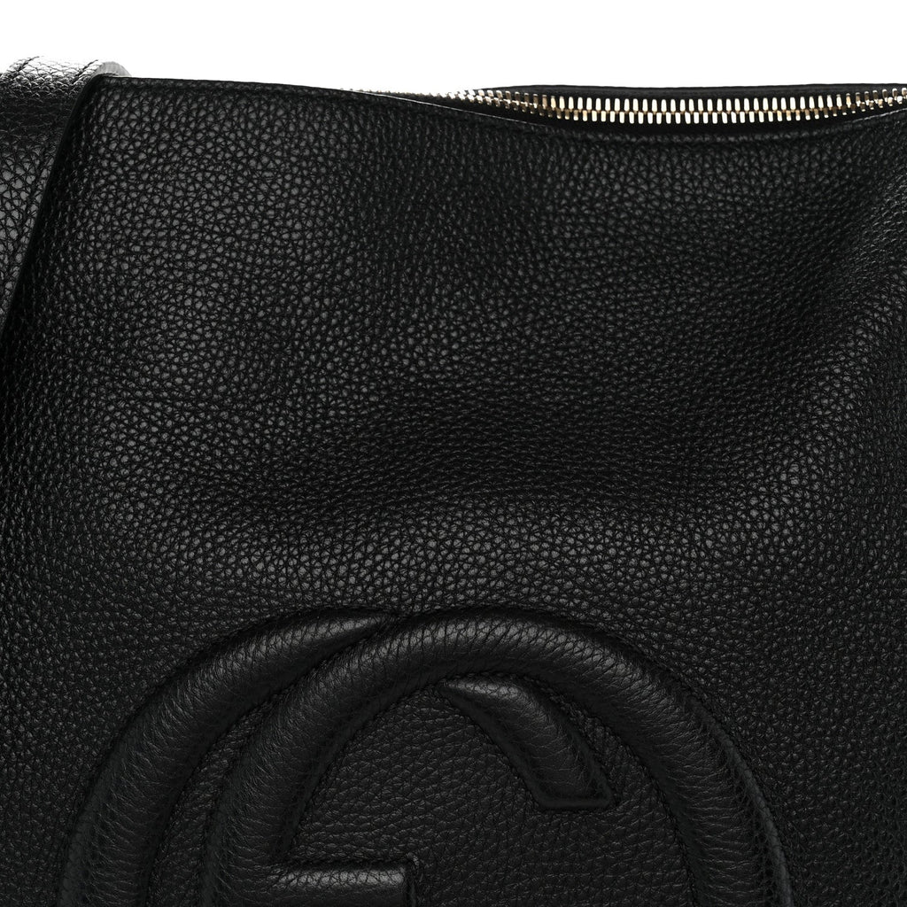 Pebbled Calfskin Large Soho Hobo Black