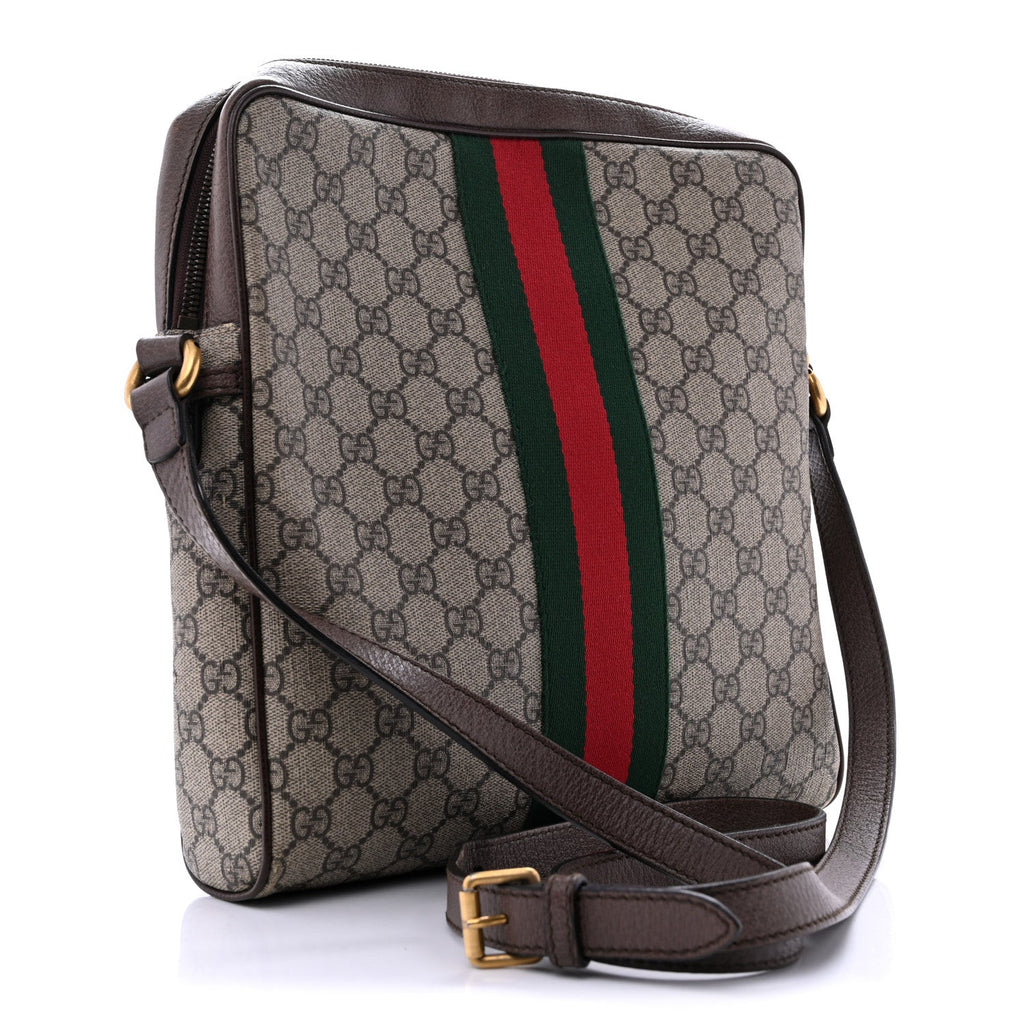 GG Supreme Monogram Web Medium Ophidia Messenger Bag Brown