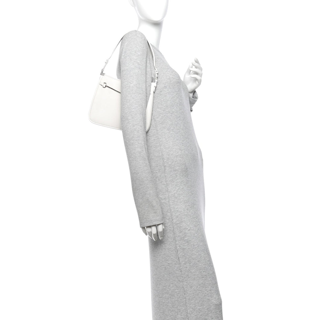 Calfskin Horsebit Slim Shoulder Bag White