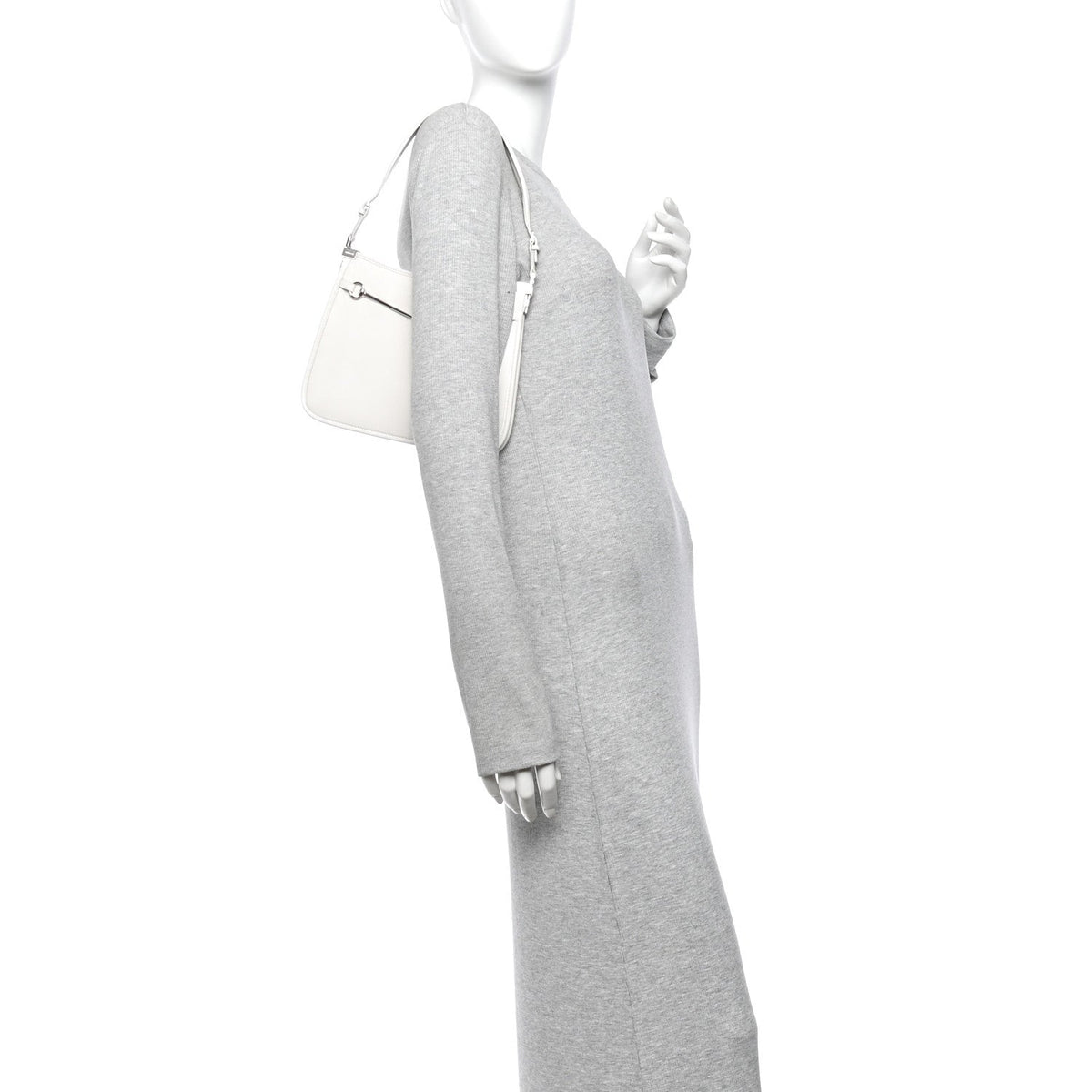 Calfskin Horsebit Slim Shoulder Bag White