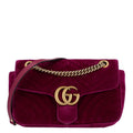 Velvet Matelasse Medium GG Marmont Shoulder Bag Fuchsia Violet Cyclamen