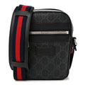 GG Supreme Monogram Appia Calfskin Web Small Camera Messenger Bag Black Grey