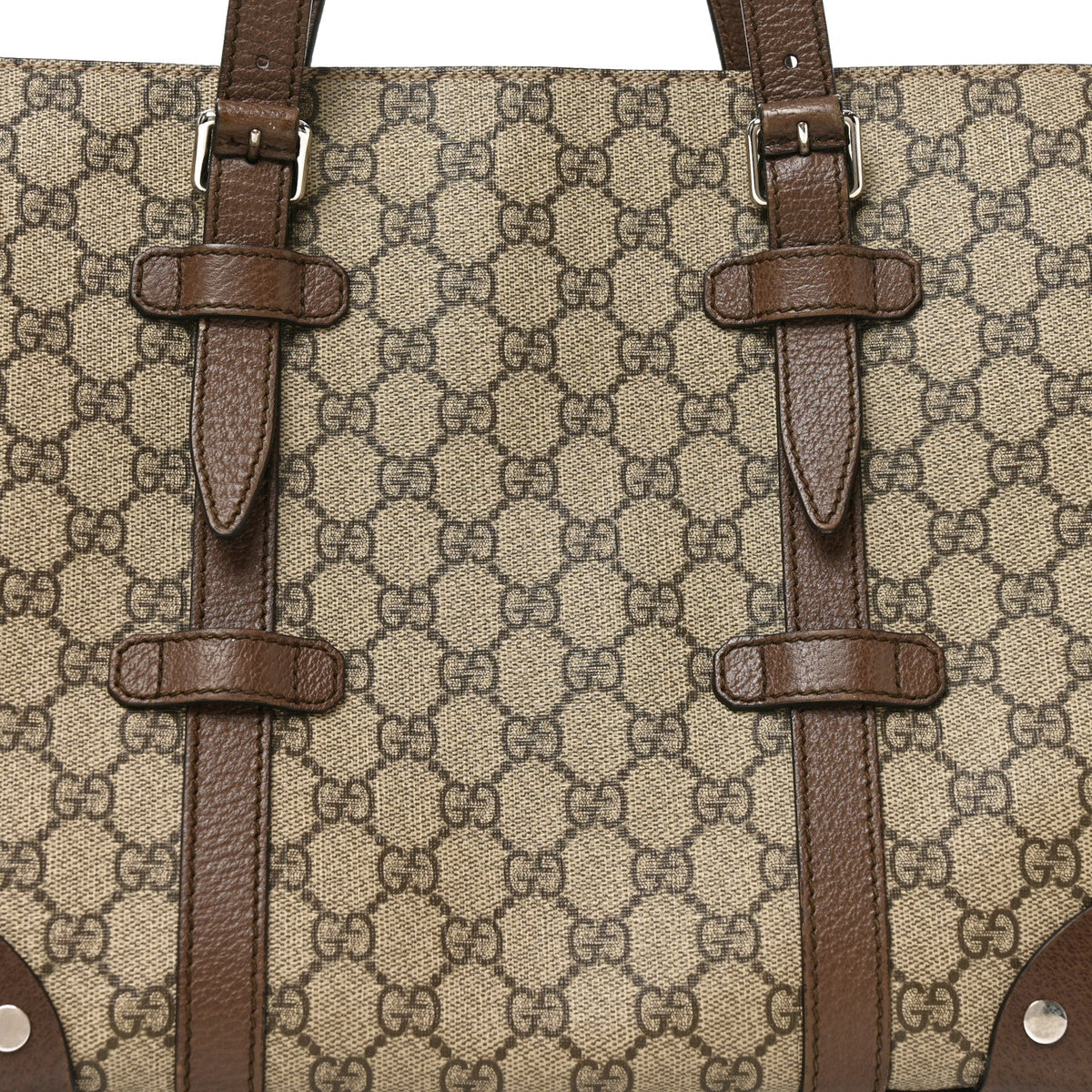 GG Supreme Monogram Textured Dollar Calfskin Small Detail Tote Beige Ebony New Acero