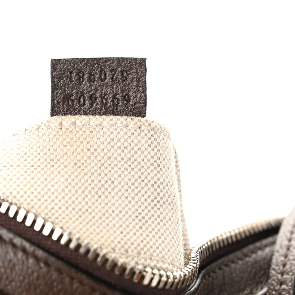 GG Supreme Monogram Textured Calfskin Web Small Attache Shoulder Bag Beige Ebony New Acero