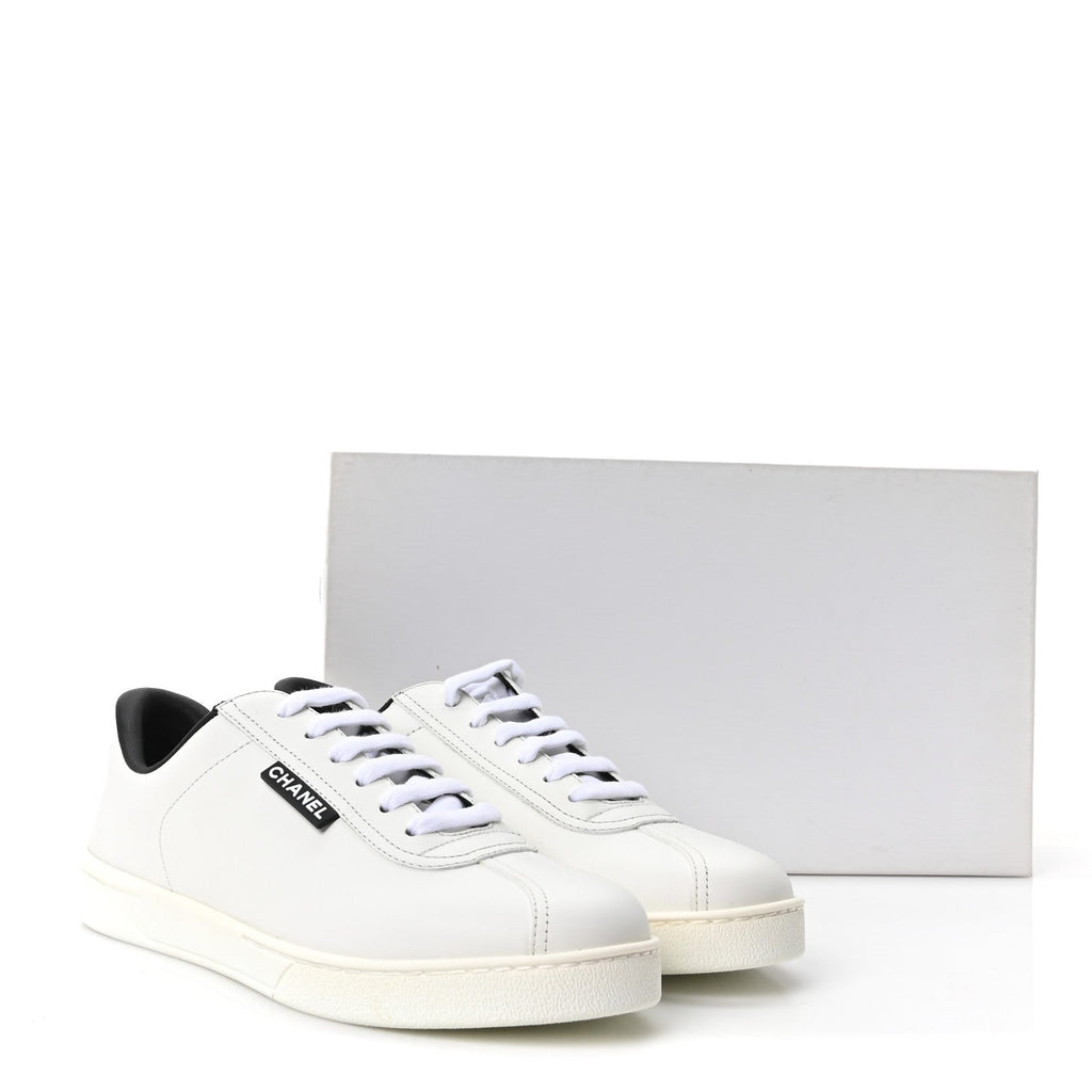 Calfskin CC Womens Sneakers 37.5 White