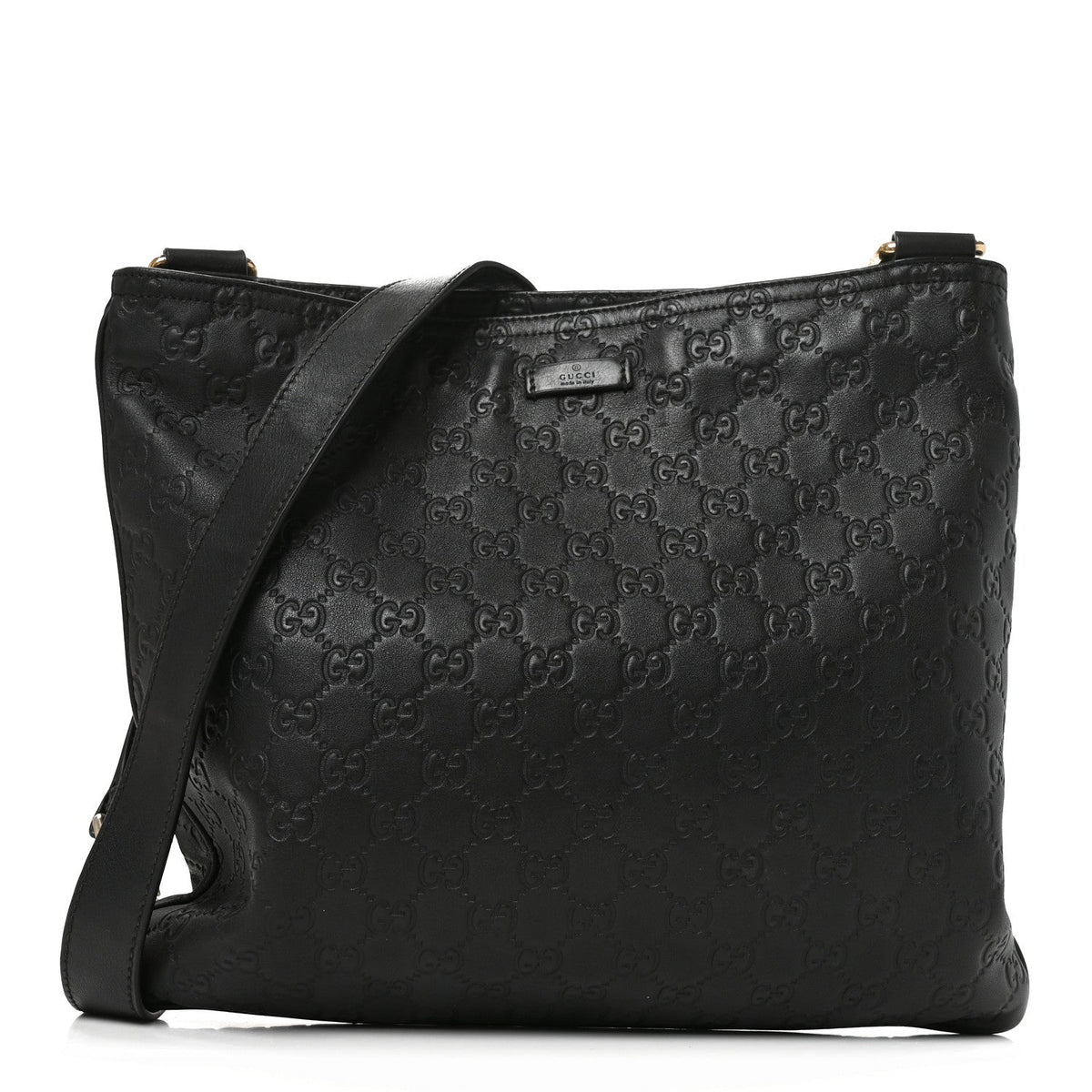 Guccissima Medium Flat Messenger Bag Black