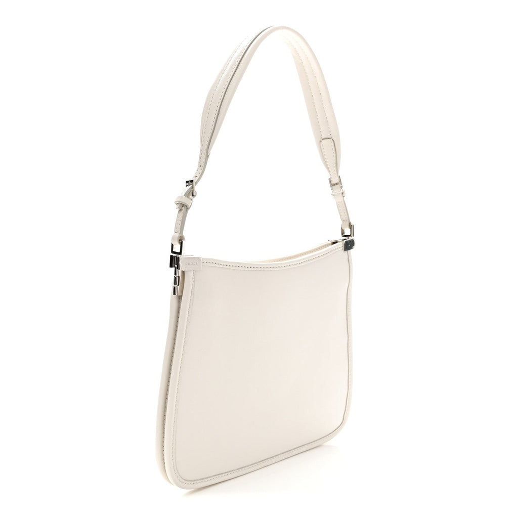 Calfskin Horsebit Slim Shoulder Bag White