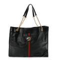 Calfskin Large Rajah Chain Tote Black