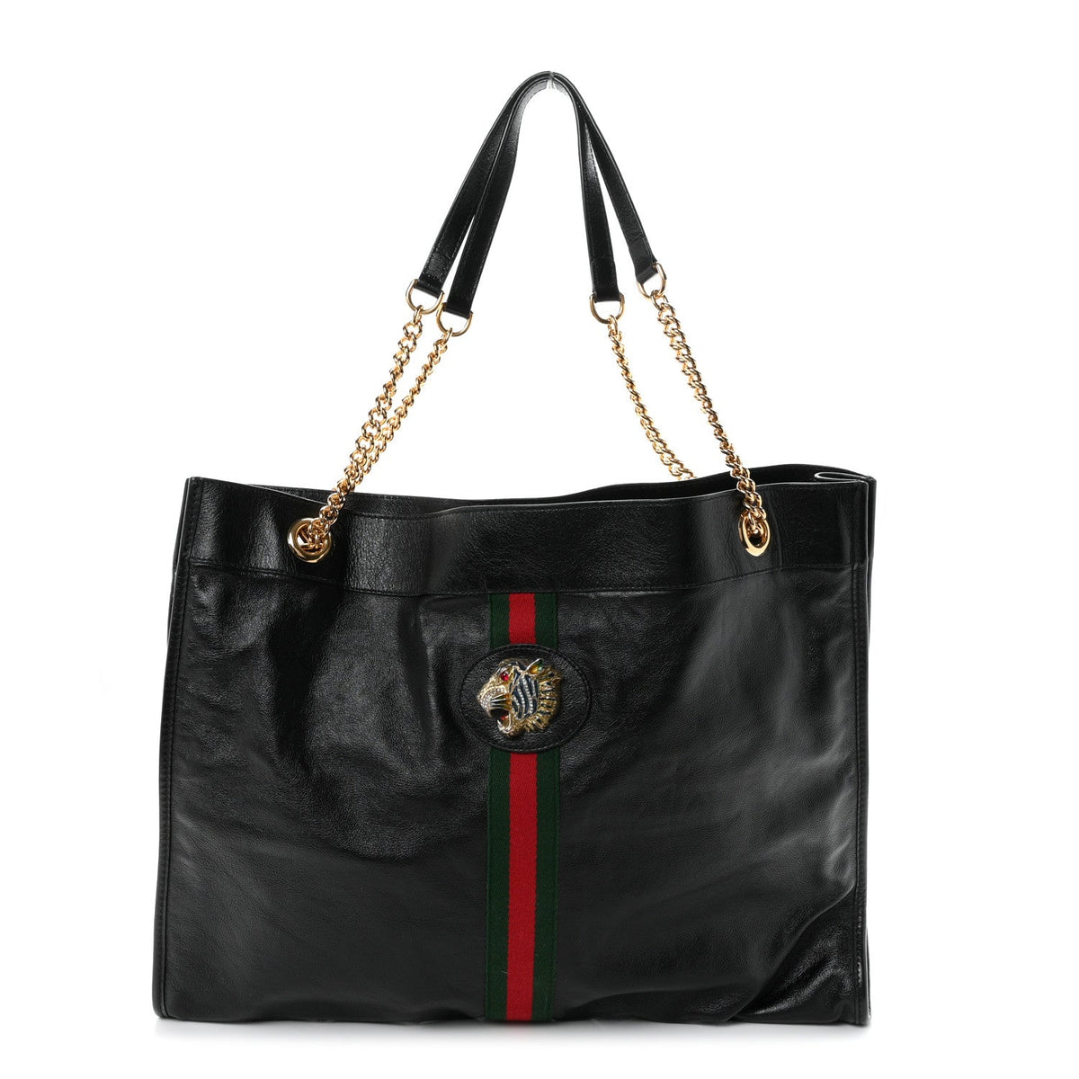 Calfskin Large Rajah Chain Tote Black