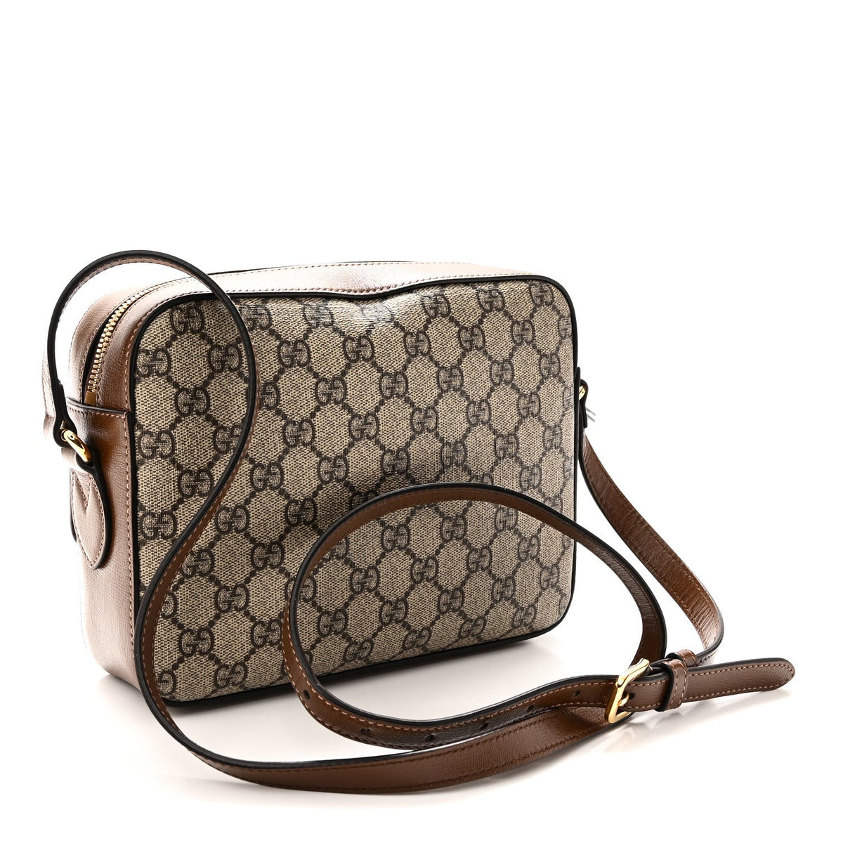 GG Supreme Monogram Small Horsebit 1955 Shoulder Bag Beige Brown Sugar