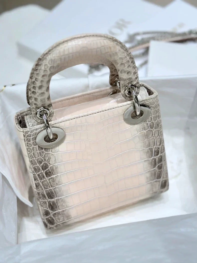 Lady Dior Pink Himalayan shiny crocodile leather with diamond hardware